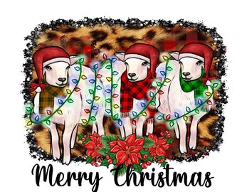 Christmas Goat, Christmas Pig, Digital Download,Png,Christmas Lights Goat Sublimation,Sublimation Designs Downloads, Goat With Santa hat PNG