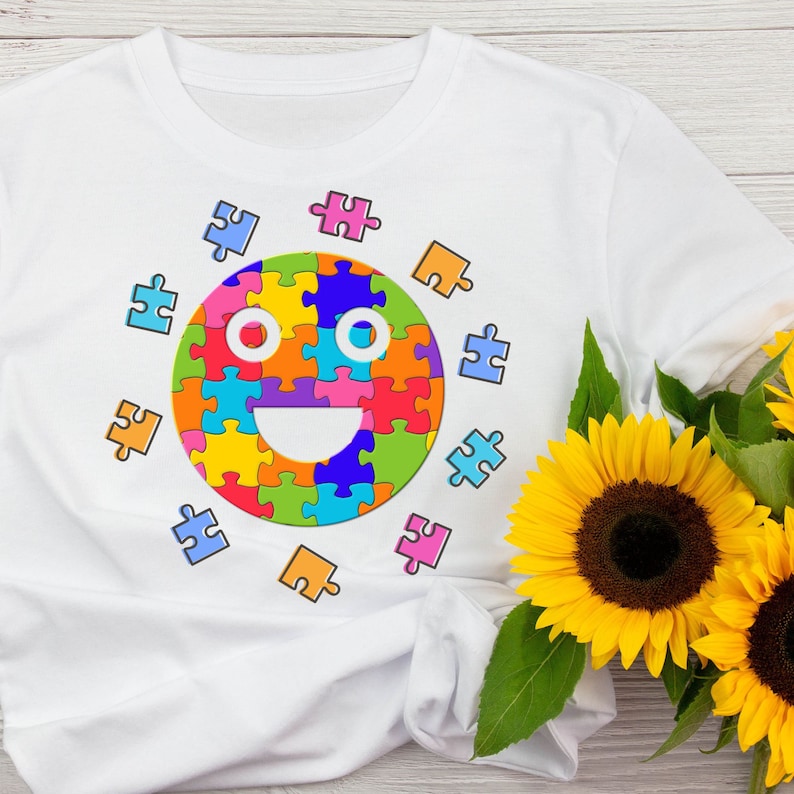Emoji Face Jigsaw Autism Puzzle Png I Autism Sublimation PNG Design