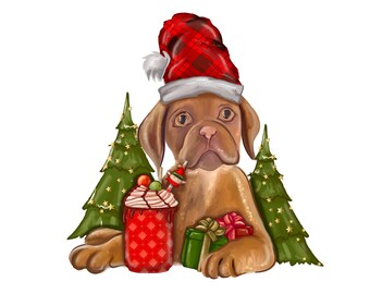 Julhund sublimeringsdesign Dogge png, juldjur png, god jul png, god jul png, digital nedladdning