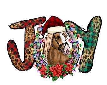 Cavallo JOY Christmas PNG Sublimation Design,Joy Christmas Png,Cavallo Png,Renna di Natale Png, Natale Png, Download istantaneo