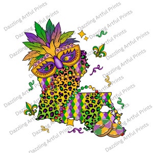 Louisiana Mardi Gras Png sublimation design download, Happy Mardi Gras png, Louisiana png, sublimate designs download,Louisiana leopard png