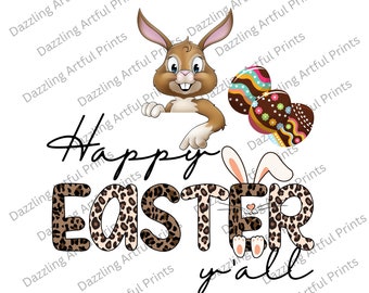 Easter png, Happy Easter leopard sublimation design download, Easter bunny png, Happy Easter digital png file, Leopard Easter, rabbit png