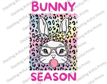 Bunny Season PNG, Leopard Bunny Png, Easter Sublimation, Easter Bunny Png, Leopard Easter Bunny Glasses, Easter Sublimation Design Download