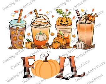 Herbst Kürbis Gewürz Kaffee PNG, Herbst Sublimation Designs, Orange Pumpkin Latte png, Kaffee Sublimation Png, Herbst Tshirt, Herbst Getränk Design