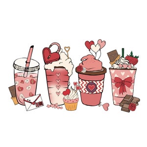 Valentine coffee lover PNG, latte iced stars coffee digital download, Sublimation design hand drawn Printable Graphic custom gift shirt