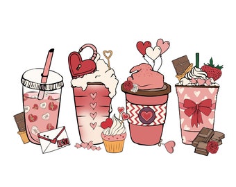 Amante de café dos namorados PNG, latte iced stars café download digital, design de sublimação desenhado à mão para impressão gráfica camisa de presente personalizada