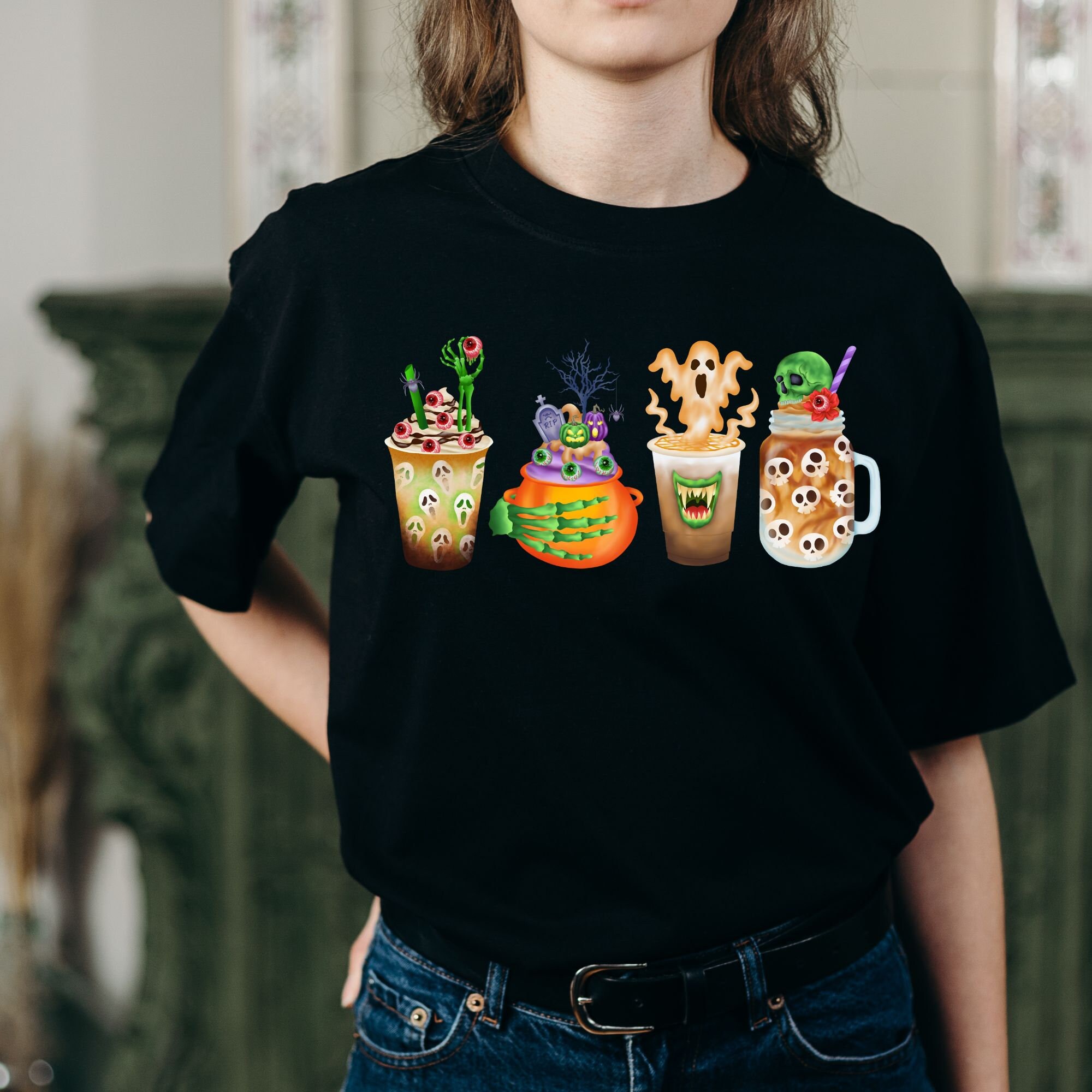 Horror Fall Coffee PNG Pumpkin Spice Latte Iced Warm Autumn Orange ...