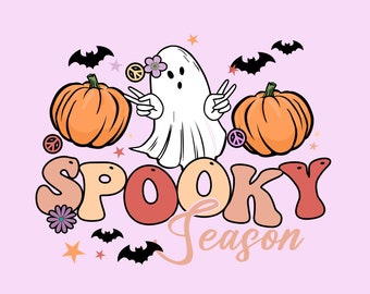 Temporada espeluznante Png, Lindo fantasma Png, Otoño Png, Otoño Png, Halloween Png, Png para camisa, Retro Halloween Png