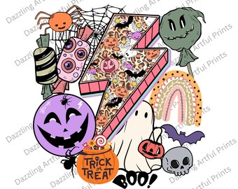Retro Halloween png, Halloween smiley face png, Halloween sublimation design, Spooky vibes png, leopard pumpkin png, digital download png