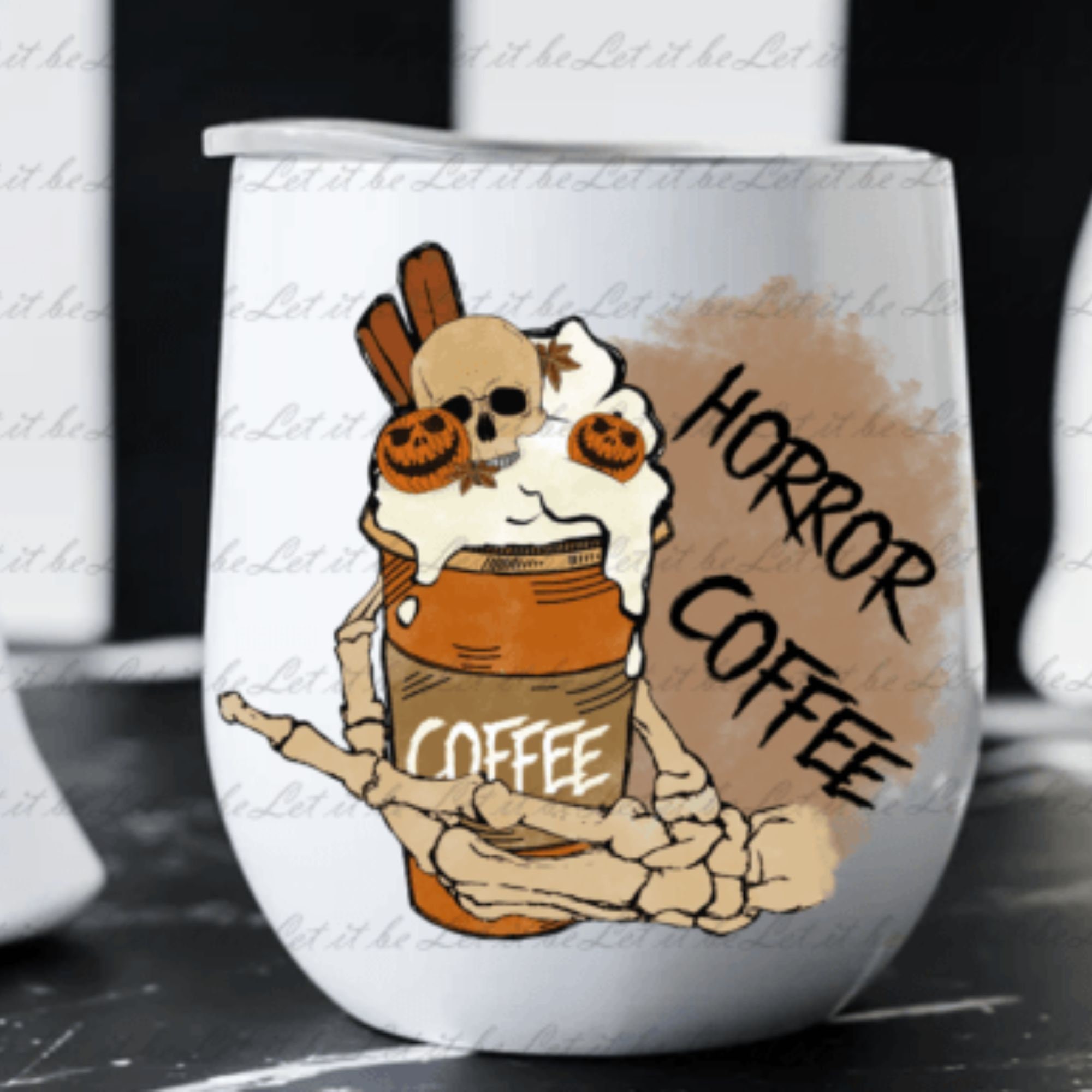Horror Fall Coffee PNG Pumpkin Spice Latte Iced Warm Autumn Orange ...