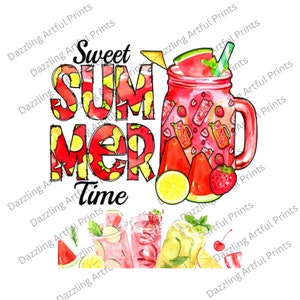 Sweet Summer Time PNG, Watermelon PNG , Sweet Tea Lemon Slice, Watermelon Mason Jar , Summer Png, Sublimation Designs Downloads