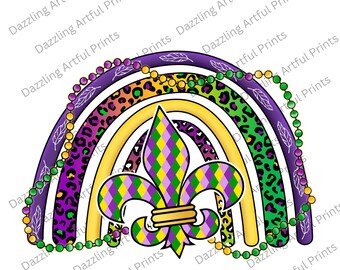 Mardi Gras Rainbow And Fleur De Lis Png Sublimation Design, Mardi Gras Png, Mardi Gras Rainbow Png, Fleur De Lis Design Png,Descarga Digital