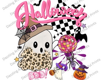 Retro Halloween png, Halloween smiley face png, Halloween sublimation design, Spooky Vibes png, leopard pumpkin png, digital download png