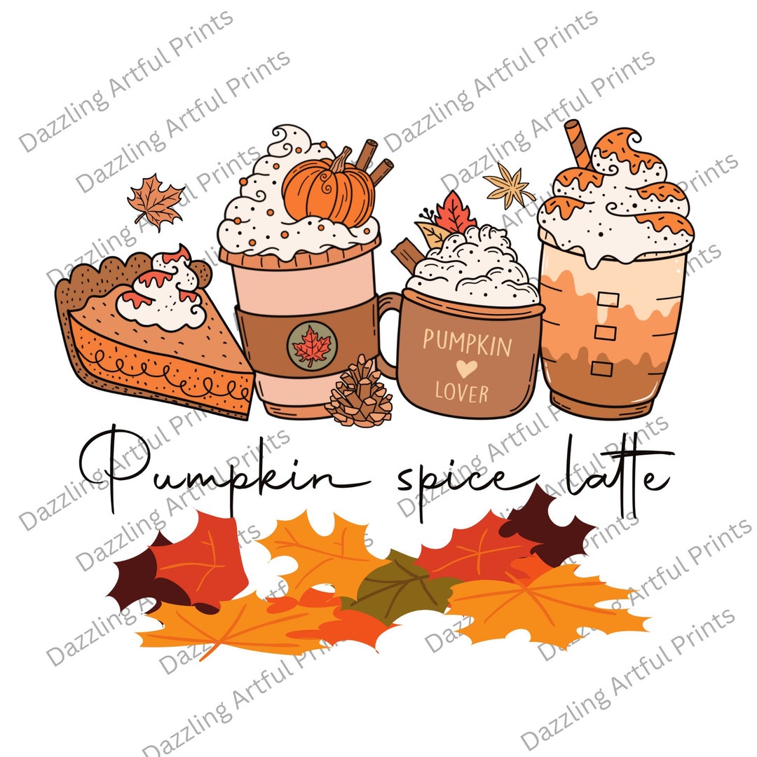 Retro Fall Pumpkin Spice Latte Png,fall Coffee Drink Png,orange Pumpkin ...
