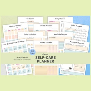Self Care Journal, Self Care Kit, Self Care Planner, Self Care Worksheet, Wellness Planner, Mental Health Journal, Mood Tracker, Workbook
