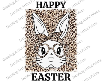 Happy Easter Bunny PNG, Leopard Bunny Png, Easter Sublimation, Easter Png, Leopard Easter Bunny Glasses, Easter Sublimation Digital Download