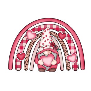 Happy Valentine's Day Gnome with Rainbow Heart Png Sublimation Design,Valentine Love PNG,Valentine PNG,Valentine Gnome PNG,Digital Downloads