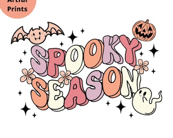 Temporada espeluznante Png, Lindo fantasma Png, Otoño Png, Otoño Png, Halloween Png, Png para camisa, Retro Halloween Png