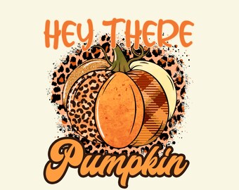Hey Pumpkin PNG, Clipart for Fall, Thanksgiving, Hand Drawn Line Font with Black & Orange, Doodle Pumpkin, Trio, Beige Orange Leopard, Print