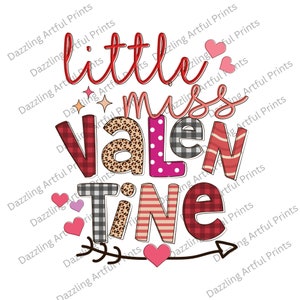 Little Miss valentine png, Retro Leopard Valentine sublimation designs downloads, Pink Loved Baby girl shirt Daughter clipart files download