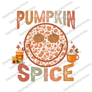 Fall Smiley Face PNG, Pumpkin Season Png,Sublimation Design,Fall Sublimation,Smiley Face,Pumpkin Spice Png, Retro Fall Png, Digital Download