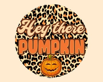 Hey Pumpkin PNG, Clipart for Fall, Thanksgiving, Hand Drawn Line Font with Black & Orange, Doodle Pumpkin, Trio, Beige Orange Leopard, Print