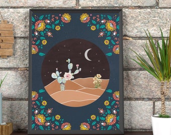 Stampa Cactus, Arte murale stampabile, Decorazioni per la casa moderne, Arte murale cactus, Arte murale desertica, Set stampe botaniche, Stampe arte murali Cactus, Boho