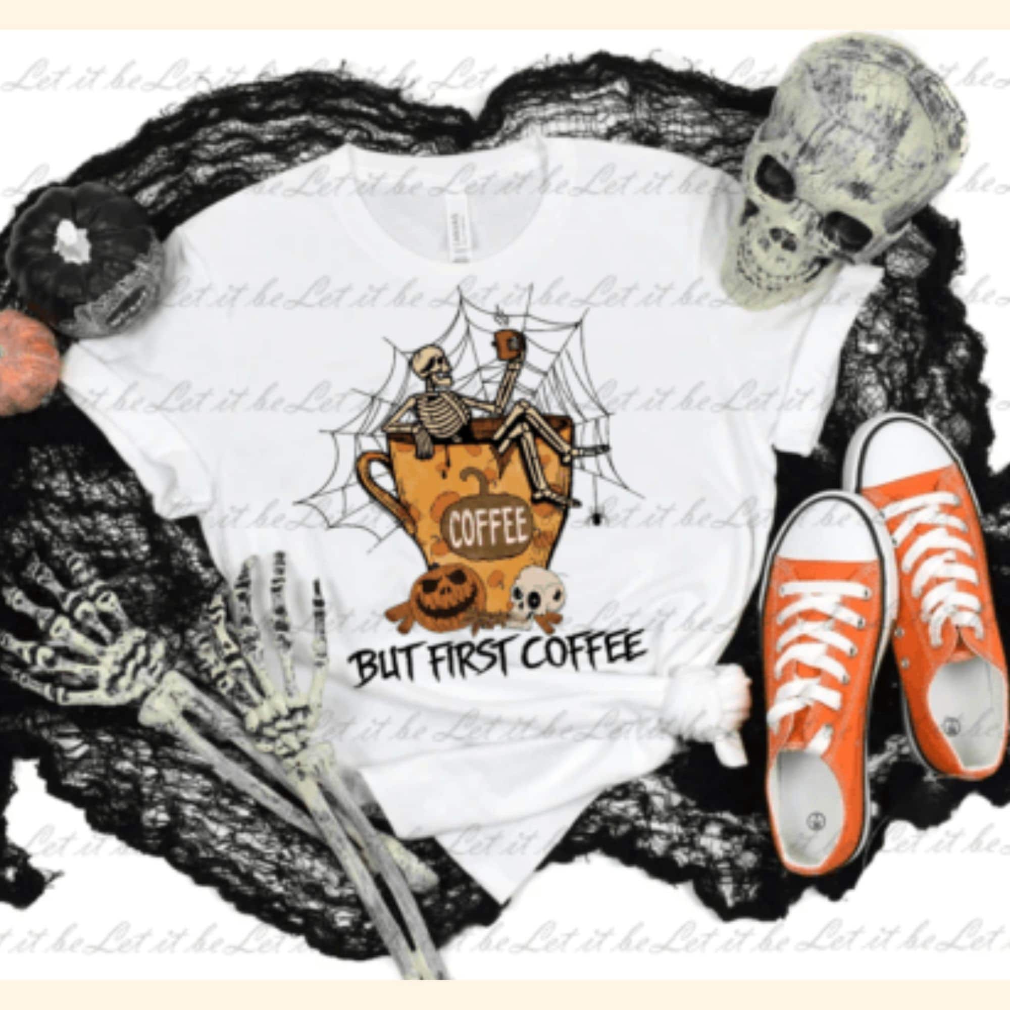 Horror Fall Coffee PNG Pumpkin Spice Latte Iced Warm Autumn Orange ...