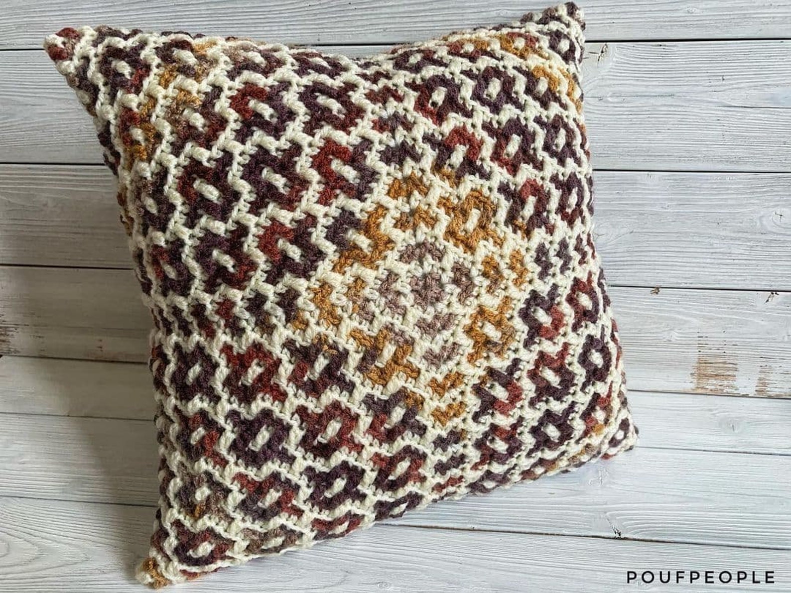 Mosaic Crochet Cushion Cover Tutorial Digital Download Etsy