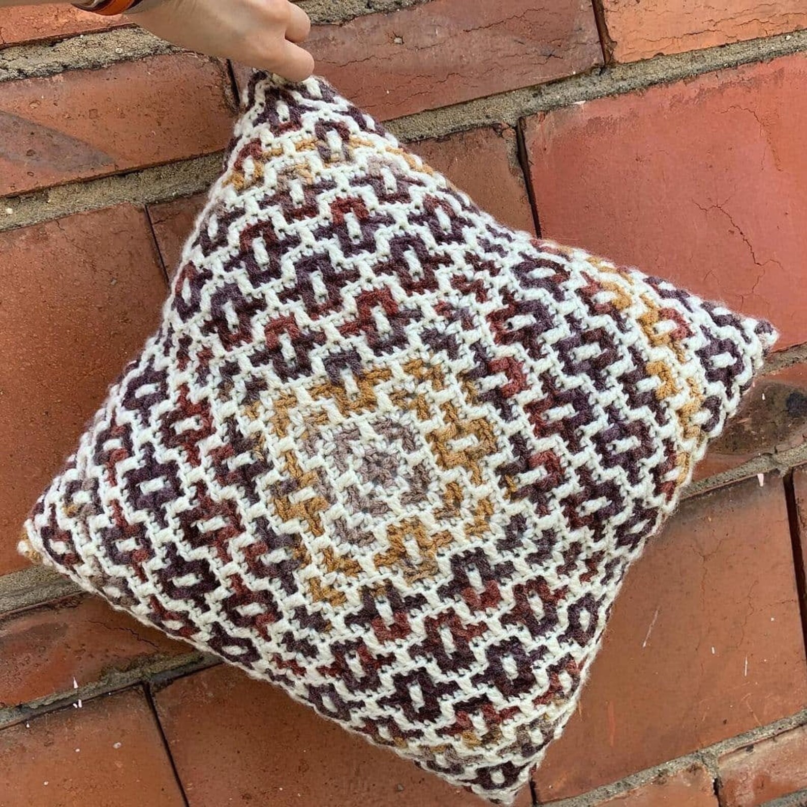 Mosaic Crochet Cushion Cover Tutorial Digital Download Etsy