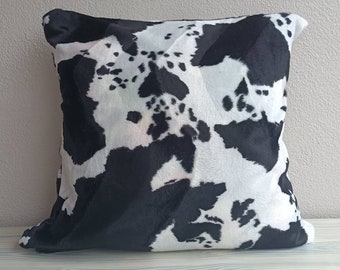 Funda de almohada blanca negra de piel de vaca sintética, funda de cojín con encanto sureño, decoración del hogar TODOS LOS TAMAÑOS