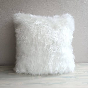 White Faux Fur Pillow Cover, furry pillow , pillow covers Custom Throw Cushion, ALL SIZE, 12 Color, both sides are the same fabric