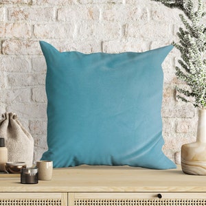 Turquoise cotton velvet pillow cover, throw pillow 20x20 inc, 18x18 inc, Throw Pillows, Housewarming gift