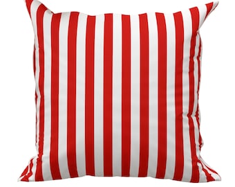 Red White Striped pillow cover, thin striped pillow, outdoor pillow, for home decor, garden decor