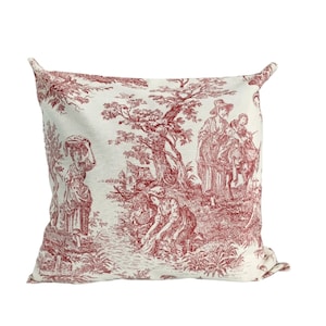 Housse de coussin toile de jouy, taie d'oreiller en coton bordeaux, coussin de décoration intérieure, 16 x 16, 20 x 20, 22 x 22, toutes les tailles