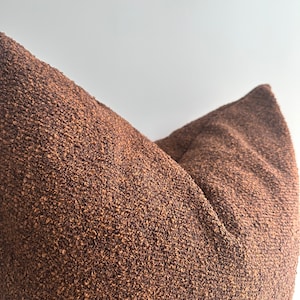 Brown throw pillow case, boho pilow cover, soft textured boucle cushion, Euro Sham Cover, any size