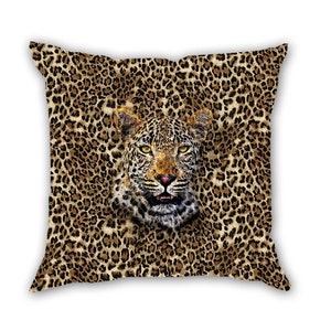 26x26 Inches Brown With Black Leopard Animal Print Throw PILLOW CASE Euro Sham 26x26 Pillow Cover Home Accent Etsy