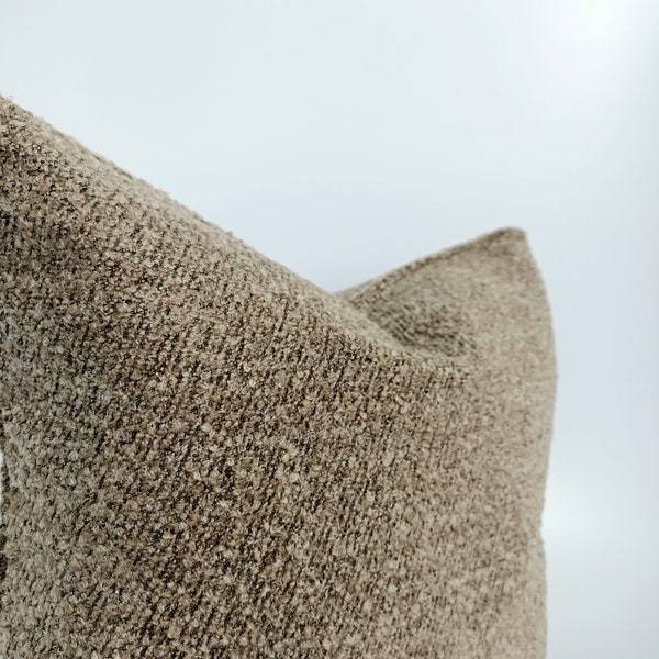 Taupe Boucle pillow cover, brown textured pillow, boucle throw pillow All Custom Sizes, 18x18 20x20, 22x22