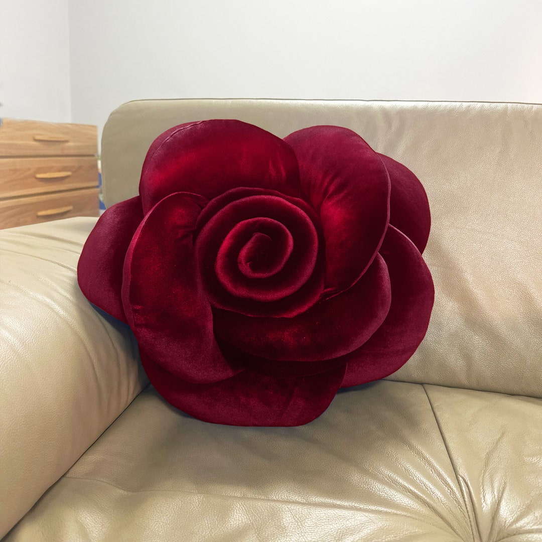 Burgundy Velvet Pillow, Wine Red Throw Pillow, Rose Pillow for Home
