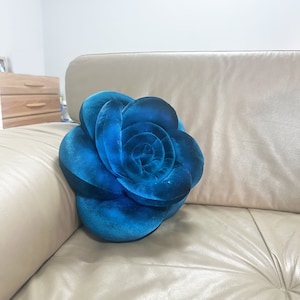 Velvet flower pillow, Throw turquoise Pillow, turquoise decor, turquoise home decor, turquoise decoration, rose pillow