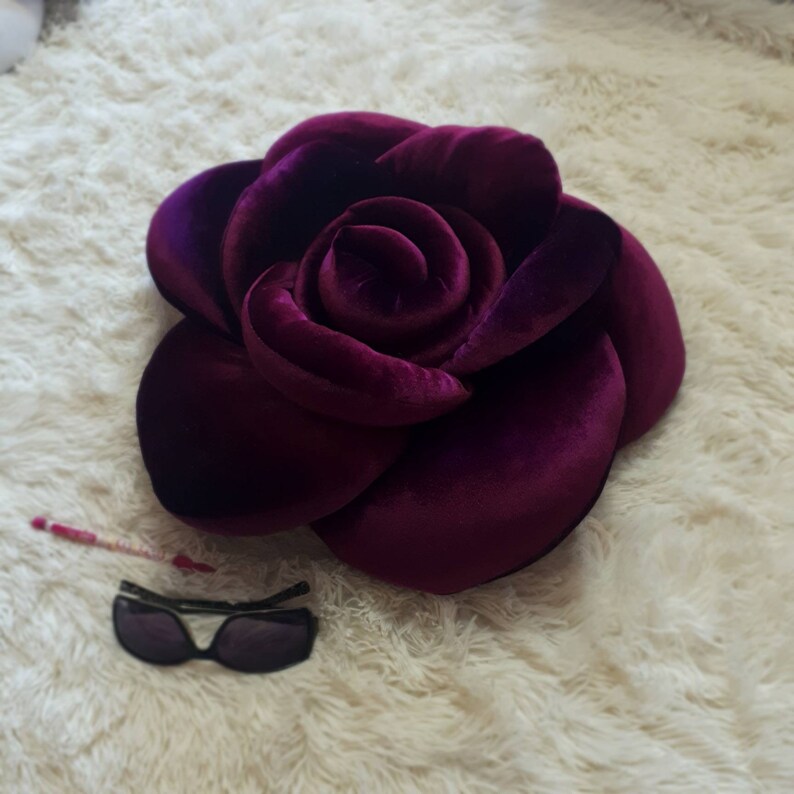 Purple Velvet Flower Pillow Throw Velvet Fabric Pillow Etsy