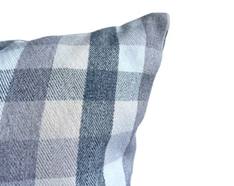 Plaid Linen Pillow Cover, herringbone Cushion, Euro Sham pillow cover, black beige check pillow cover,Custom ALL size, Lumbar pillow