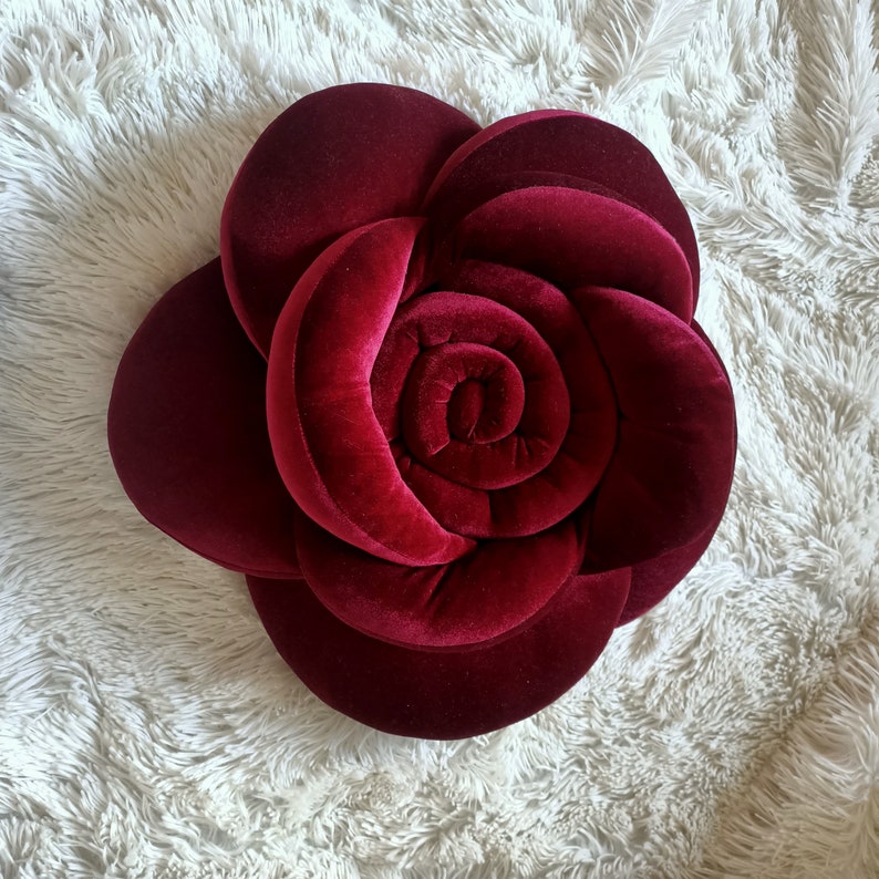 Burgundy Velvet Pillow Wine Red Throw Pillow Rose Pillow Etsy