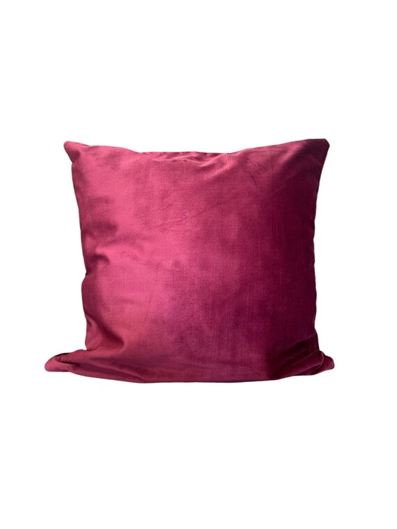 Dark Fuchsia Velvet Pillow Cover, Magenta Cotton Velvet Pillow