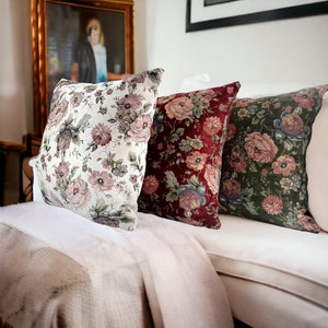 Floral Tapestry pillow cover, Euro Sham pillow cover, vintage Decorative Throw Pillow, Custom size,18 pattern alternatives