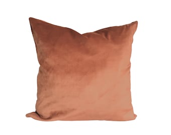 Terracotta Cotton Velvet Pillow Cover: Burnt Orange Throw Pillow