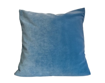 Blue velvet Pillow case, Light blue velvet pillow cover, throw pillow  Blue Pillow 18x18, Baby Blue sky blue pillow, Lumbar Blue Pillow