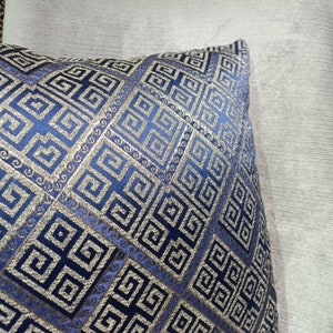 Blue gold greek key pillow cover modern elegant pillow cover, geometric pillow, All size