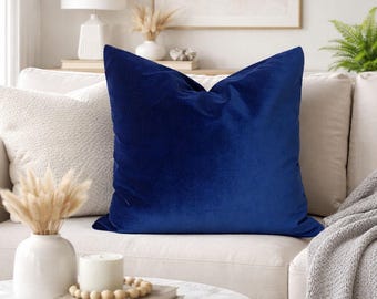 Dark Blue Velvet Pillow Cover, Navy Velvet Solid Throw pillow cover, 20x20, 22x22, 24x24 All size
