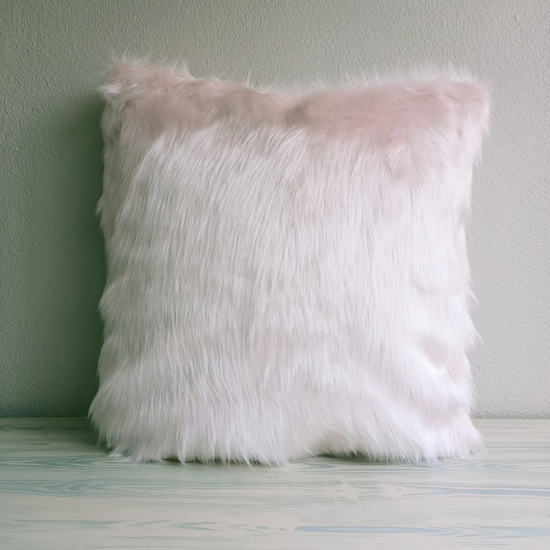 Blush Pink Faux Fur Pillow Cover Furry Pillow Custom Throw Etsy